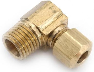 Anderson Metals 50069 Brass Compression Tube Fitting, 90 Degree Elbow, 1/2" Tube OD x 3/8" NPT Male Pipe