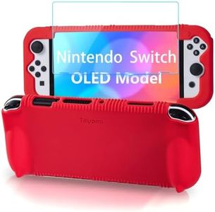 Teyomi Silicone Case for Nintendo Switch OLED with Screen Protector, Red