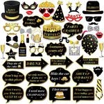 Konsait Birthday Photo Booth Props, Happy Birthday Party Props DIY Kit Mustache Glasses Mask on Stick Fun Birthday Game Gift for kids Adults Birthday Party Decorations Favors Supplies (49pcs)