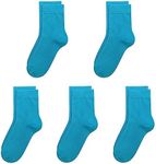 SERISIMPLE Kids Viscose Bamboo School Socks Soft flate Seam Color Anti Odor Thin Breathable Stretch Cuffs Girls Boy 5 Pairs (US, Alpha, Medium, Regular, Ocean Blue)