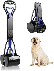 POMYDODU Pooper Scooper for Dogs, Non-Breakable 24" Poop Scooper for One-Hand Opertating, Long Handle Design with Foldable and Portable, Easy Use for Pet Waste, Grass and Gravel Pick Up