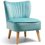 Giantex Velvet Accent Chair, Upholstered Modern Sofa Chair w/Wood Legs, Thickly Padded, Armless Wingback Club Chairs for Living Room Bedroom Furniture (1, Turquoise)