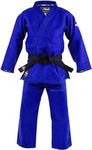 FUJI Double Weave Judo GI Thick Collar Cotton-Blend Judo Uniform, Blue, 2