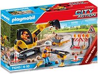 Playmobil 71045 Road Works Construction Zone Promo Pack, road works, building site, construction Toys, digger, Fun Imaginative Role-Play, PlaySets Suitable for Children Ages 4+