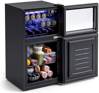 YOPOWER Refrigerator with Freezer, 80L Mini Fridge & Drink Chiller with 2-Door, 7-Level Temperature Control, Reversible Door, Compact Drinks Cooler for Home, Office Use