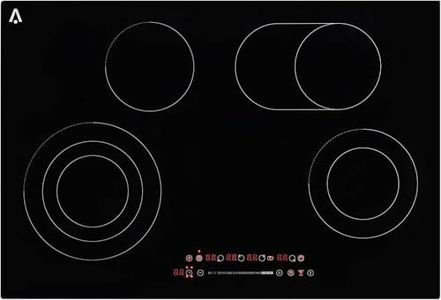 Burner Electric Cooktop - 35.4" 8800W/240V, Ceramic Glass Radiant Electric Stovetop Built-In Stove Top, Ceramic Glass Radiant Stovetop, Timer, Kid Safety Lock, BLACK