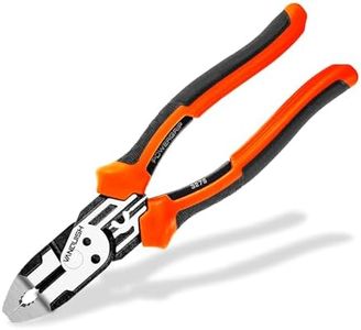 VANQUISH 8.5'' Linesman Plier with Tape Puller and Wire Crimper High Leverage Multifunctional Cr-V Steel Plier 30% Less Effort to Cut, 3276