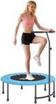 HOMCOM 40" Fitness Trampoline, Mini Trampoline Bungee Rebounder with Adjustable Handle for Indoor Exercise Workout, Blue