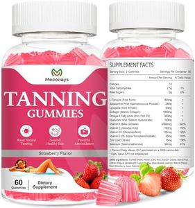 2 Pack Tanning Gummies for Women, Daily Tanning Supplement Melanin Tan Gummy Chew with Astaxanthin Vitamin Beta Carotene Work Fast Without Sun for Men, Vegan Sugar Free,Strawberry Flavor,120 Count