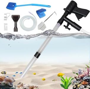 Carefree Fish Aquarium Gravel Cleaner 30In Fish Tank Water Changer Sand Vacuum with 37In Water Pipe Skimmer Net and Long Handle Sponge Alage Scraper