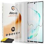 Akcoo Galaxy Note 10 Plus Tempered Glass Screen Protector, UV Set - 3 Pack, Scratch Repair, Fingerprint-ID Compatible, Sensitive Touch, Full Coverage Without Black Edges