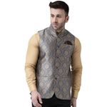 hangup Men's Jacket (134A_Jacquard_Nehru_38_Grey_M)