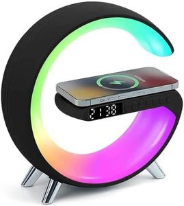 Zenly Smart LED Table Lamp - 5-in-1 Wireless Charger Night Light Lamp | App Control Bluetooth Speaker Alarm Clock | Desk lamp with wireless charger | Bedside table Lamp for Bedroom (Black)