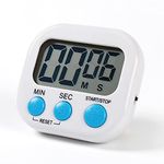 Digital Kitchen Timer Magnetic Backing Stand, Timers for Baking, Kitchen, Study, Exercise Training, Count up&Count down Clock Loud Alarm(WHITE)