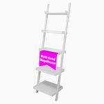 Kiera Grace Providence Hadfield 5-Tier Ladder Shelf, Leaning Bookshelf and Storage Shelf, Modern Living Room Furniture, Display Shelf for Home and Office, 66" H x 18" W, White