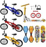 Mini Bike Finger Bike Finger Skateboard Set,Excellent Functional Miniature Toys Mini Extreme Sports Finger Bicycle Skateboard Cool Boy Toy Creative Game Toy Set Collections Cake Decoration (8PCS)