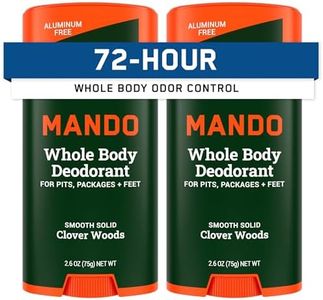 Mando Whole Body Deodorant For Men - Smooth Solid Stick - 72 Hour Odor Control - Aluminum Free, Baking Soda Free, Skin Safe - 2.6 Ounce (Pack of 2) - Clover Woods