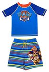 Paw Patrol Chase Marshall Rubble Skye Toddler Boys Rash Guard Swim Trunks Set Blue 4T