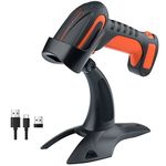 Tera Pro (Extreme Performance) 1D 2D QR Industrial Wireless Barcode Scanner Heavy Duty Drop Resistant Bar Code Reader 2.4G Wireless Compatible with Bluetooth for Windows Mac Android iOS 8100 Orange