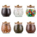 Glasseam Coffee Jar for Counter Coffee Sugar Tea Canister Set 6pcs Nice Seal 26.2OZ, Airtight Decorative Container with Lid, Tea Jar, Apothecary Jars with Lids for Coffee, Decorative, Candy, Sugar