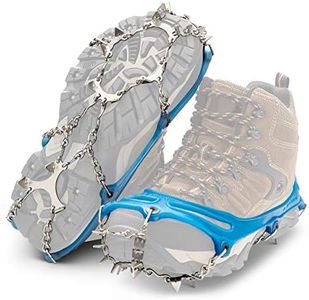 Yaktrax Ascent Heavy Duty Traction Cleats with 16 Stainless-Steel Spikes, Blue, Large (1 Pair)