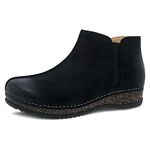 Dansko Makara Ankle Boot - Dual-Density Cork/EVA Midsole and Lightweight Rubber Outsole Provide Durable and Comfortable Ride on Patented Stapled Construction, Black, 5.5/6