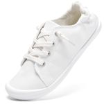 STQ Slip On Canvas Shoes for Womens Casual Fashion Low Top Sneakers with Arch Support White US 8