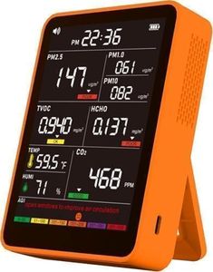 16-in-1 Indoor Air Quality Monitor, High-Precision Multi-Parameter Smart Air Quality Tester with HD Real-Time Color Screen, Portable Air Quality Monitor for Home, Office (Pumpkin Spice Orange)