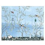 VIFERR Large Wall Tapestry Bohemian Blue Flowers and Birds Wall Hanging Bedding Tapestry (150 * 200cm)