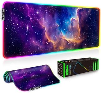 Galdas Gaming Mouse Pad XXL XL Large Long Extended Big Mousepad Non-Slip Rubber Keyboard Mouse Pad with Stitched Edges for Laptop Home Office (31.5x11.8x0.08 Inch) … (RGB Galaxy)