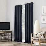 Sun Zero Nordic 2-Pack Theater Grade Extreme 100% Blackout Soundproof Room Curtain Panel Pair, 52" x 96", Navy Blue