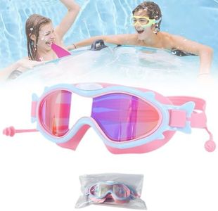 Kids Swim Goggles, Anti Fog Swimming Goggles for Children 3-16, Wide View HD Large Frame Waterproof Pool Goggles for Kids Boys Girls (Pink & Blue)