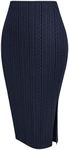 Zeagoo Knee Length Skirts for Women Stretch High Waist Pencil Skirt Ladies Midi Skirts Side Split Solid Pencil Skirt Navy Blau