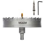 Mollom (6'' | 152mm) Heavy Duty Carbide Hole Saw with 2 Pilot Drill Bits, Hole Cutter cuts Stainless Steel, mild Steel, Iron, Copper, Brass, Plastic