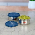 Serene Stainless Steel BPA-Free Meal Holders | Light Weight and Easy Storage Lunch Boxes [1172, 450ML Each Dark Blue, Set of 2]