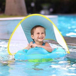 Bouée de natation pour bébé, pour les enfants de 3 mois à 4 ans, avec pare-soleil, bleue, taille L