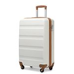 Kono Cabin Luggage Hard Shell ABS Carry-on Suitcase with 4 Spinner Wheels and Dial Combination Lock (Cream White)