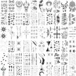 BUXIUGAN Temporary Tattoos, 60 Sheets Small fake tattoos Moon Stars Flower Animals Words Lines Realistic faux tattoo Stickers for Women Adults