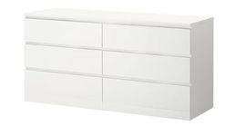 MARIAS KOMMERCE MALM Chest of 6 Drawers, White, 160x78 cm (63x30 3/4 ")