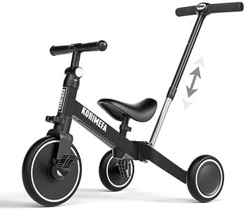 KORIMEFA 4 in 1 Kids Tricycles for 1-3 Years Old Boys Girls Toddler Bike Kids Trike With Parent Push Handle Baby Balance Bike with Adjustable Seat and Detachable Pedal (4 IN 1, Black 2)