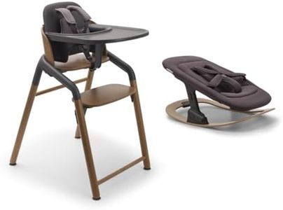 Bugaboo Giraffe High Chair Bundle – Wooden High Chair + Newborn Set + Rocker Frame – Adjustable, Ergonomic, Newborn to Toddler Seating System, FSC Certified - Warm Wood/Grey