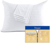 100% Cotton King Pillow Protectors with Zipper, White Pillow Cases King Size Set of 4 for Home & Hotel, Sateen Soft Cooling Hidden Zippered Pillow Case Protector for Hair & Skin, 20x36 in