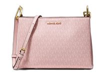 Michael Kors Trisha Leather Medium Triple Compartment Crossbody (Dark Powder Blush)