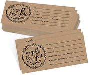 25 Blank Gift Certificates For Business Supplies - Rustic Generic Gift Certificates Holiday Gift Cards Blank, Blank Gift Cards For Spa Gift Vouchers, Paper Gift Certificates Blank Coupons 4X9 Inch