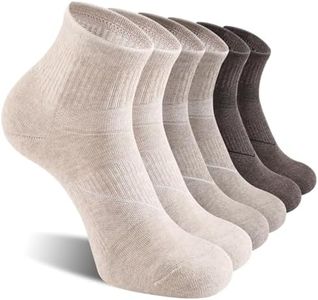 CS CELERSPORT 6 Pack Men's Ankle Socks with Cushion Athletic Running Socks, Khaki+Light Brown+Dark Brown, Shoe Size: 12-15