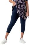 Roman Originals Cropped Legging for Women UK Ladies Capri Pants Stretch Crop Trouser Yoga Gym Shorts Cotton Elasticated High Waist 3/4 Length Sports Workout Regular Plus Size - Plus Navy - Size 30