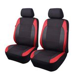 Flying Banner Gabardine Mesh Front Car Seat Covers Airbag Compatible Protector Universal for Most Car Truck Vans SUVs (Black and Red)