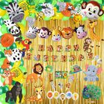 FI - FLICK IN 105 pcs All In One Animal Theme Birthday Party Decorations Wild Animals Cutouts Lion King Cake Topper Animal Candles Jungle Theme Birthday Party Decorations (Pack of 105, Multicolor)