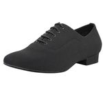 Linodes Breathable Oxford Men's Latin Dance Shoes 1 Inch Leather Sole Ballroom Salsa Tango Waltz Character Shoe, Black, 11