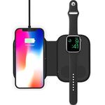 iCreator 3in1 Slim Foldable 15W Wireless Charger - Black | Lightweight & Supports Fast Charging | Compatible with Apple Iphone, Iwatch Series 7 6 5 4 3 2 Se And Airpod Pro | Wireless Desk Charger